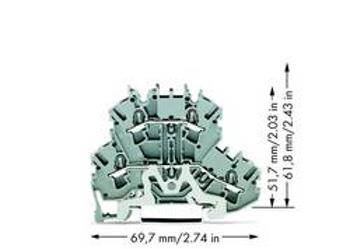 Dvojitá průchodková svorka WAGO 2002-2228, osazení: L, pružinová svorka, 5.20 mm, šedá, 50 ks