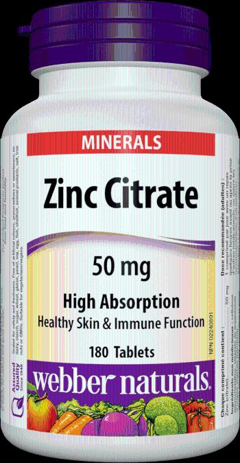 Webber Naturals Zinek Citrate 50mg 180 tablet