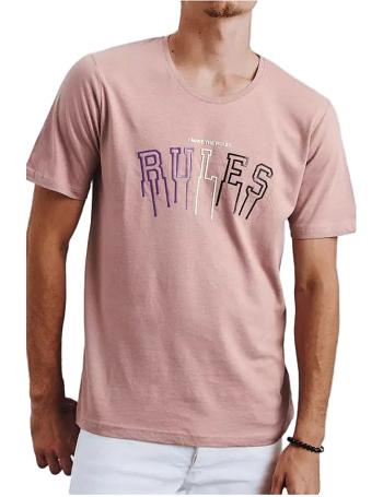 Růžové pánské tričko s nápisem rules vel. L