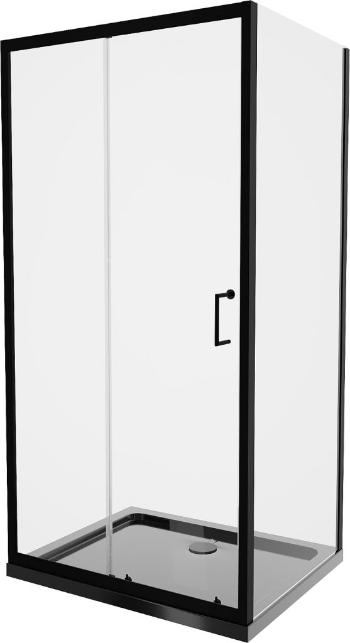 MEXEN/S Apia Sprchový kout 120x80 cm, transparent, černá + vanička se sifonem 840-120-080-70-00-4070B
