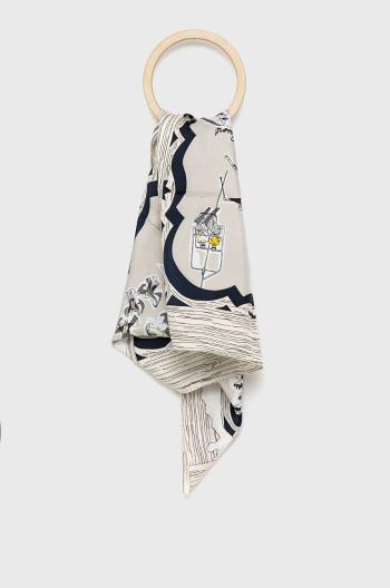 Hedvábný šátek Tory Burch šedá barva, vzorovaný