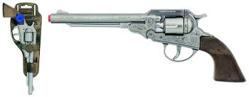 Revolver kovbojský stříbrný, kovový - 8 ran