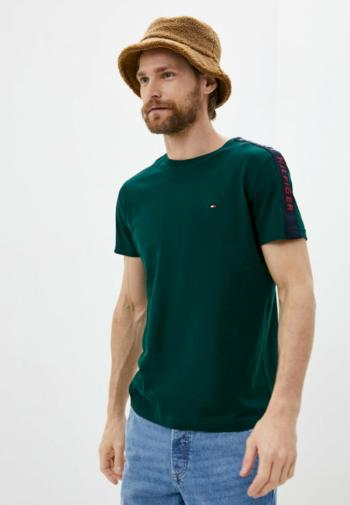 Tommy Hilfiger pánské tmavě zelené tričko - L (MBP)