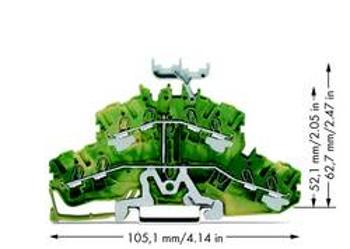 Dvojitá svorka ochranného vodiče WAGO 2002-2437, osazení: Terre, pružinová svorka, 5.20 mm, zelená, žlutá, 50 ks