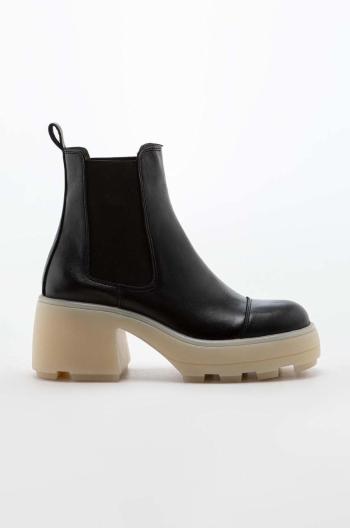 Kožené kotníkové boty Charles Footwear Hannah dámské, černá barva, na plochém podpatku