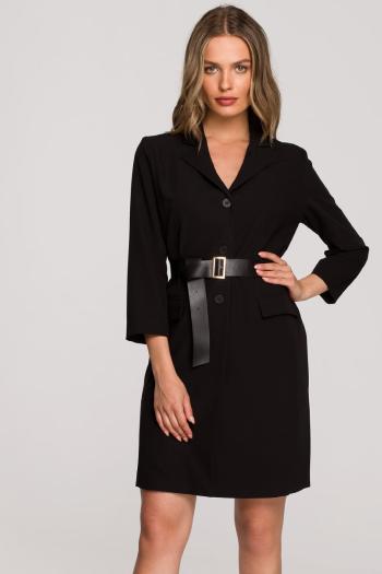 Černé krátké blejzrové šaty s opaskem S312