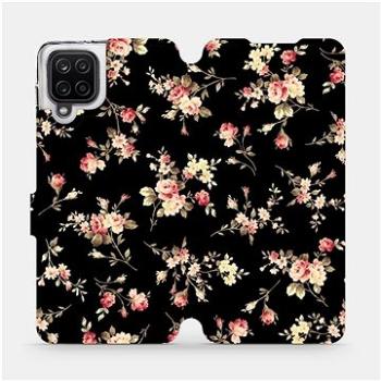 Flipové pouzdro na mobil Samsung Galaxy A12 - VD02S Květy na černé (5903516613212)