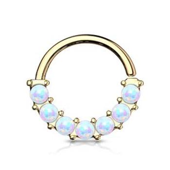 Šperky4U Piercing kruh s opály, 1,0 x 10 mm - K01054-GD