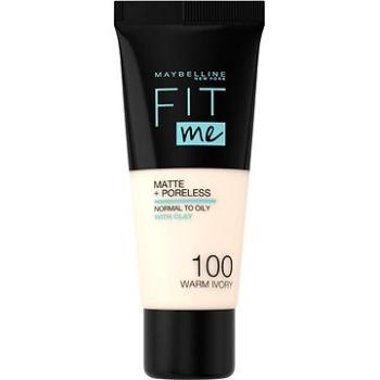 MAYBELLINE NEW YORK Fit Me! Matte & Poreless Foundation 100 Warm Ivory 30 ml (3600531369330)