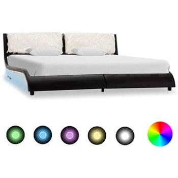 Rám postele s LED světlem černobílý umělá kůže 180x200 cm (280381)