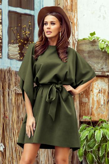 ELEGANTNÍ ŠATY NICOLA S OPASKEM - KHAKI 287-13 Velikost: L/XL