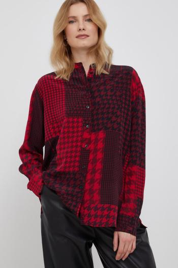 Hedvábné tričko Tommy Hilfiger Icon dámská, červená barva, regular