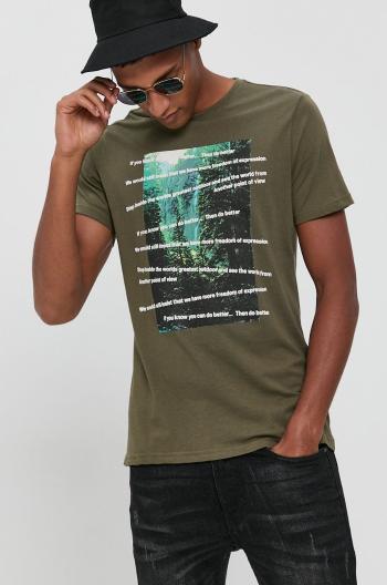 Bavlněné tričko !SOLID zelená barva, s potiskem