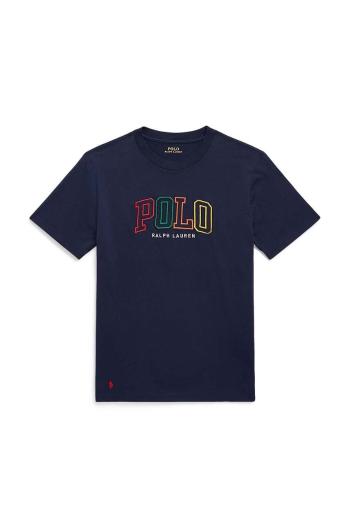 Dětské bavlněné tričko Polo Ralph Lauren tmavomodrá barva, s aplikací