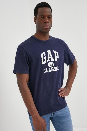 Bavlněné tričko GAP tmavomodrá barva, s potiskem