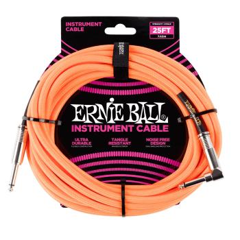 Ernie Ball 25' Braided Cable Neon Orange