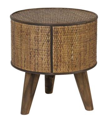 Hnědý dřevěný odkládací stolík Canya - Ø 35*39 cm 6758384