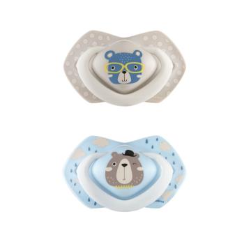 Canpol babies Set symetrických silikonových dudlíků 0-6m Bonjour Paris modrý 2 ks