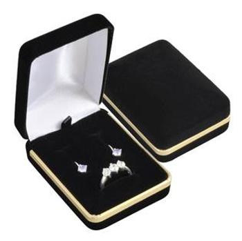 Šperky4U Semišová dárková krabička na soupravu, černá - KR0002-K