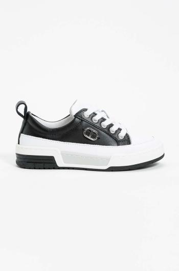 Dětské kožené sneakers boty Twinset černá barva, 242GCJ014