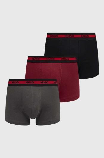 Boxerky HUGO 3-pack pánské, šedá barva, 50503083