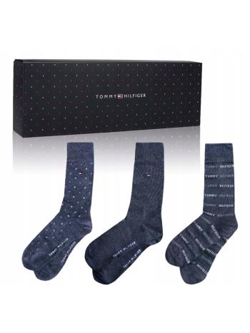 Tommy Hilfiger pánské modrošedé ponožky 3 pack - 43/46 (003)