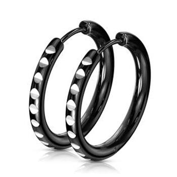 Šperky4U Černé ocelové náušnice kruhy - OPN1639K-16