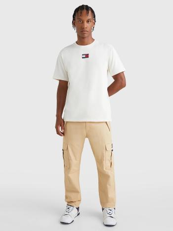 Tommy Jeans pánské krémové tričko Tommy - M (YBH)