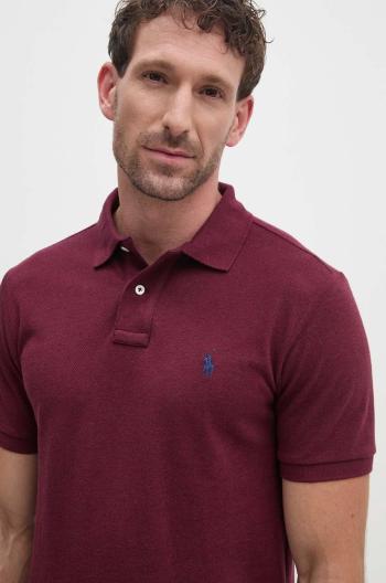 Bavlněné polo tričko Polo Ralph Lauren vínová barva, 710536856