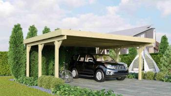 Dřevěný přístřešek / carport CLASSIC 1A s plechy Lanitplast