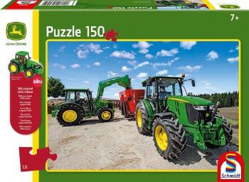 SCHMIDT Puzzle John Deere Traktory 5M 150 dílků + model SIKU