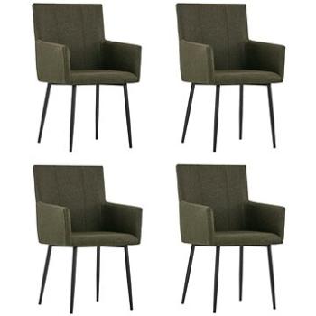 Jídelní židle s područkami 4 ks hnědé textil (279698)