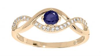 Troli Půvabný pozlacený prsten s modrým zirkonem PO/SR00716N 56 mm