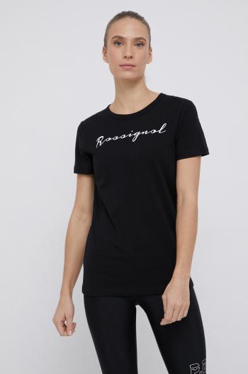 Bavlněné tričko Rossignol černá barva