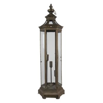 Bronzová antik stolní lampa ve tvaru lucerny - 29*25*79 cm / 3*E14 5LMP345GO