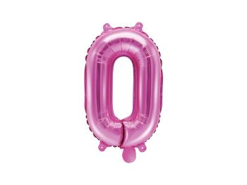 PartyDeco Fóliový balónek Mini - Číslo 0 růžový 35cm