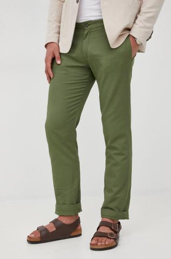 Plátěné kalhoty La Martina pánské, zelená barva, jednoduché