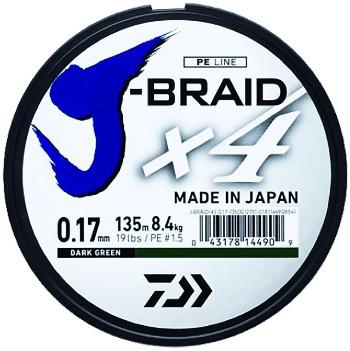 Daiwa splétaná šňůra j-braid 4 tmavě zelená 270 m-průměr 0,21 mm / nosnost 12,4 kg