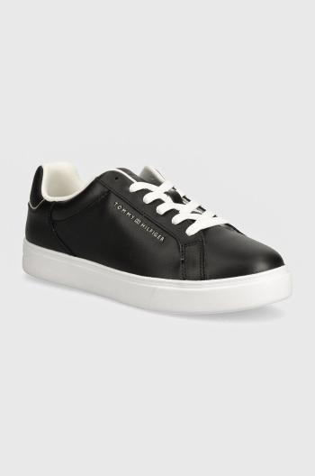 Kožené sneakers boty Tommy Hilfiger ESSENTIAL COURT SNEAKER černá barva, FW0FW08000