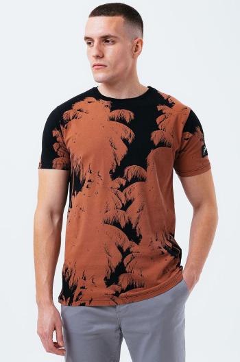 Bavlněné tričko Hype PALM BRONZE hnědá barva, vzorované