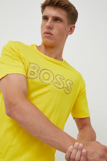 Bavlněné tričko BOSS Boss Athleisure žlutá barva