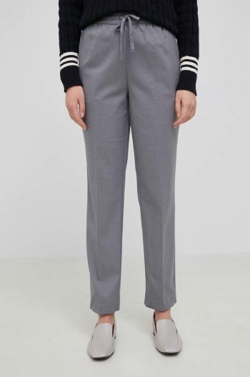 Kalhoty Tommy Hilfiger dámské, šedá barva, fason cargo, high waist