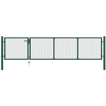 Zahradní plotová brána ocel 350×75 cm zelená (144304)
