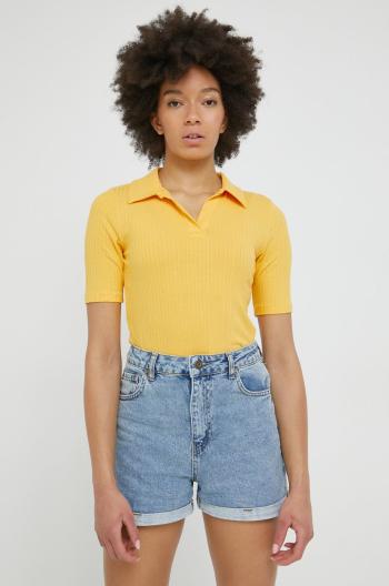 Tričko JDY žlutá barva, s límečkem
