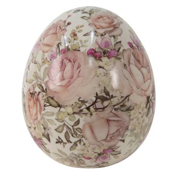 Keramické dekorační vajíčko s růžičkami Rosien - Ø11*14 cm 6CE1415M