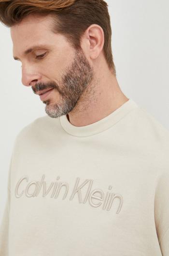 Mikina Calvin Klein pánská, béžová barva, s aplikací