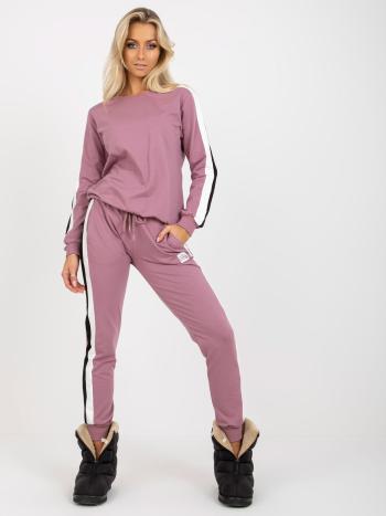 POHODLNÝ SET MIKINY A TEPLÁKŮ S PRUHY - MAUVE -RV-KMPL-8359.16P-MAUVE Velikost: L/XL