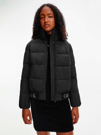 Calvin Klein Jeans Logo Hem Short Puffer Zimní bunda Černá