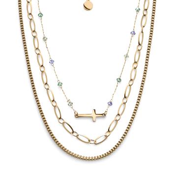 Oliver Weber Luxusní trojitý náhrdelník z pozlacené oceli Eternal 12256G