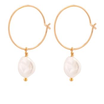 Decadorn Kruhové pozlacené náušnice s pravými perlami 2v1 Sea Pearl Mini Hoop Earrings